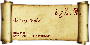 Őry Noé névjegykártya